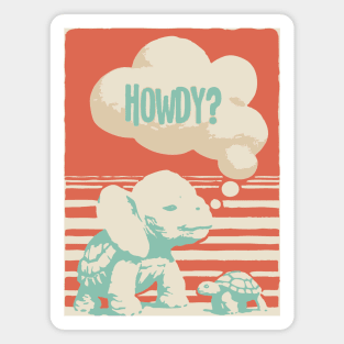 Howdy From a Whimsical Turtle-phant - Surreal Retro Art Magnet